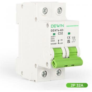 Dewin 32A 2P AC400V Mini Breaker – Overload & Short-Circuit Guard