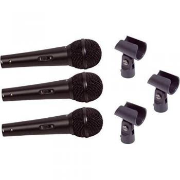 Soundlab Dynamic Microphone Kit 3 Microphone Set Carry Case, Holders and Leads