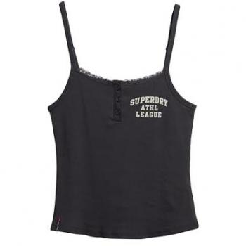 Superdry Frauen Athletic Essentials Shirt mit Druckknöpfen, Farbe Grau