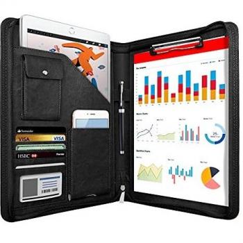 Leather Portfolio Folder for Travel Documents, A4 Size