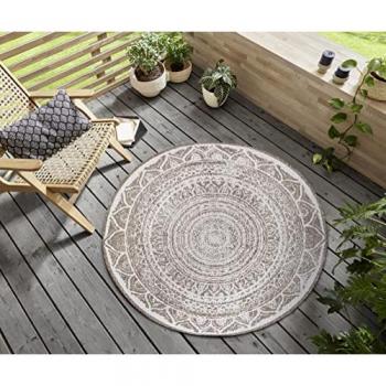 NORTHRUGS Teppich Siruma, rund, 5 mm Höhe, für Garten und Flur, Wendeteppich
