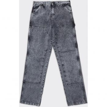 Denim Grigio con Effetto Bleach a Due Ginocchi