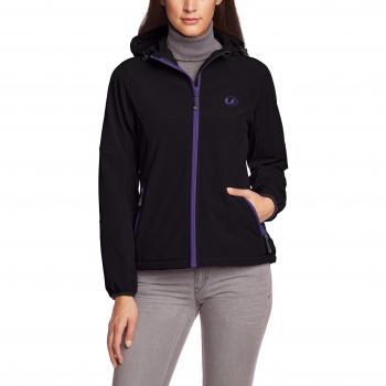 Ultrasport Estelle Women’s Softshell Jacket, Small, Black with Purple Zip