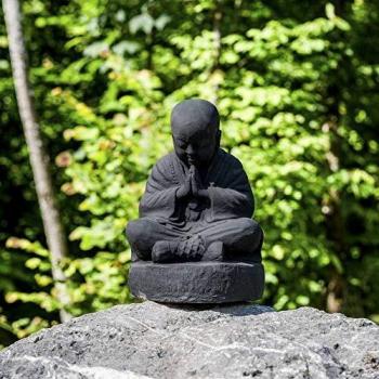 Moine Shaolin Assis Statue 40 cm Noir