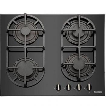 Baumatic BGG60 60 cm Glass‑Front Gas Hob – Black Control Panel