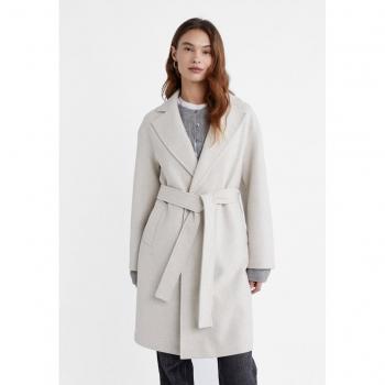 Soft‑Touch Belted Coat by Stradivarius, Ecru Small