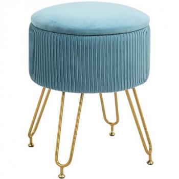 Banco Almacenaje con Tapa Azul Claro, 40x48 cm – Homcom
