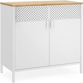 Aparador de metal con estante ajustable y acabado en blanco