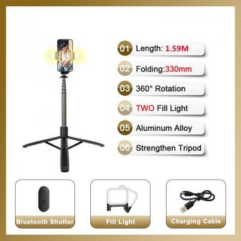 FANGTUOSI Bluetooth Tripod Monopod with LED Light