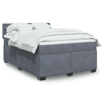 VidaXL Boxspringbett Dunkelgrau 140x190 cm mit Matratze aus Samt