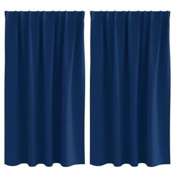 VidaXL Rideaux avec anneaux 2 pcs Bleu profond 140 x 140 cm
