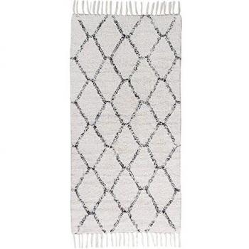 House GOA Baumwollteppich 65x135 cm, NORDIC Muster, weiß, rechteckig