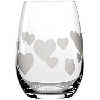 Tumbler de Vidrio Stölzle Lausitz 335 ml L'Amour Corazones en Rojo sin Plomo