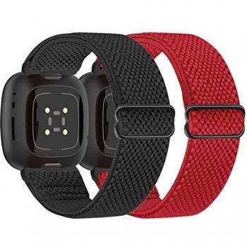 Elastisches Fitness‑Nylon‑Arm-Set für Fitbit Versa 3 & Sense – 2 Stück
