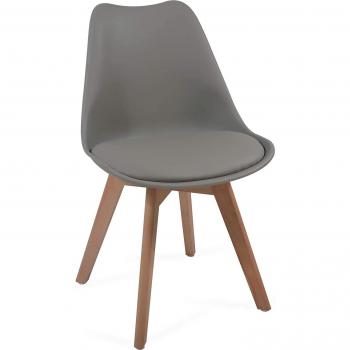 Chaises de cuisine grises en bois hêtre, lot de 4