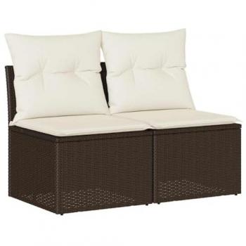 Brown Poly Rattan 4 Piece Garden Sofa Set with Cushions