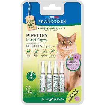 4 Pipettes Insectifuges pour Chats plus de 2 kg