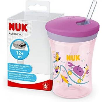 Tasse NUK pour enfant, paille douce, anti-fuite, 12 mois et plus, violet