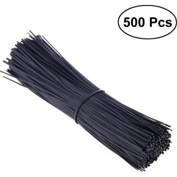 Pince torsadée en fil de fer – 500 exemplaires – Revêtement plastique – 15 cm – Noir