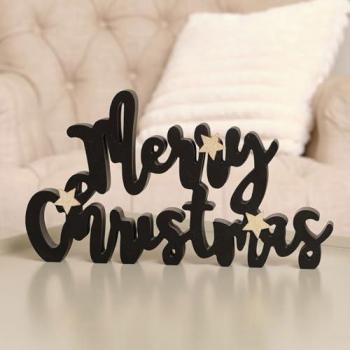 Elegant Black and Gold Merry Christmas Freestanding Sign