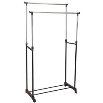 Cintre Sur Roulettes 2 Barres Métalliques H.90-160 Cm