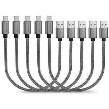 Dethinton 5‑Pack 25 cm Gray USB-C Cord Kit (Nylon)