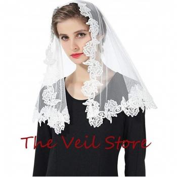 Rose Appliqued Tulle Veil for Women