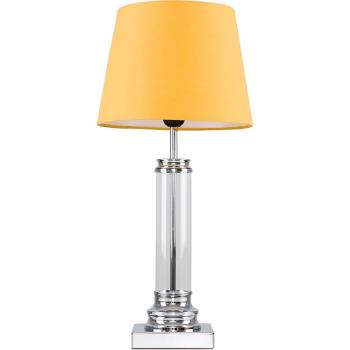Modern Touch Table Lamp with Clear Glass Column and Mustard Shade
