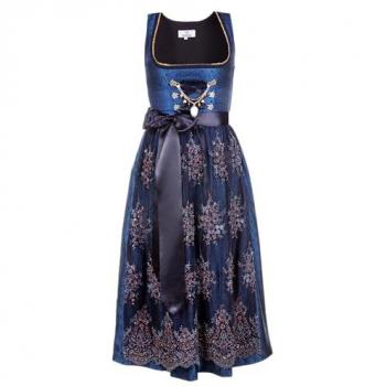 Edelnice Exklusives Designer Dirndl lang Josepha 2-teilig mit Spitzen Dirndlschürze und Charivari Gr. 32-56