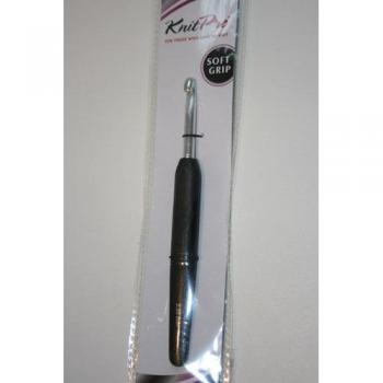 KnitPro Häkelnadeln, Silver, 15 cm lang und 6 mm dick mit Soft-Touch Griff