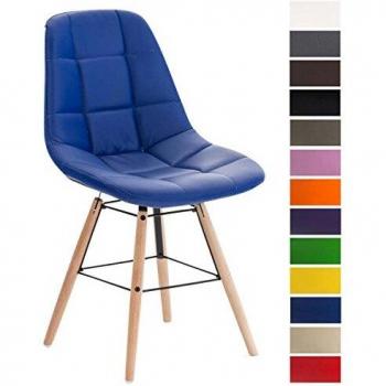 Chaise visiteurs bois et similicuir Tammy couleur bleue