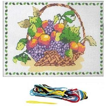 Canevas 15 x 20 cm avec motif panier de fruits