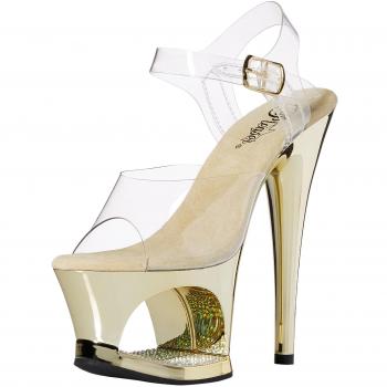 Pleaser MOON-708DMCH CLR/Gold Chrome UK 7