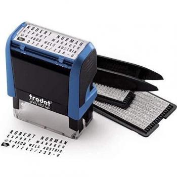 Trodat 4912 Typo Printy Self-inking Text Stamp, 4 Lines, Blue