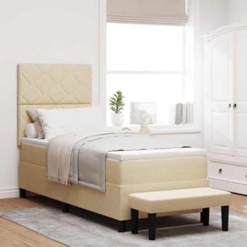 Lit à ressorts avec banc crème 80 x 200 cm en tissu