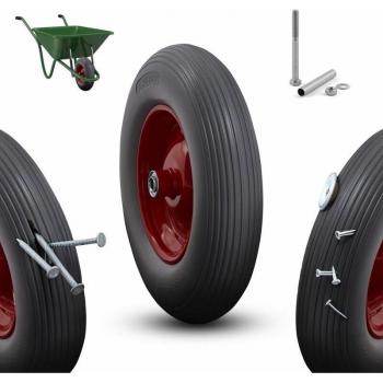 Arebos 390 mm PU Wheelbarrow Spare Tyre – Black & Red Edition