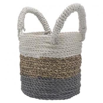 Eco‑Chic Seagrass Basket Ensemble – Grey, Natural, White