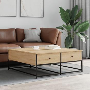 Table de Salon Moderne Chêne Sonoma 100×99×40 cm à 2 Tiroirs