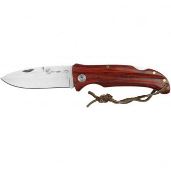 Navaja de Caza iField Camper EL29041, mango de madera, hoja de acero inox de 9,5 cm, tamaño total 20,5 cm