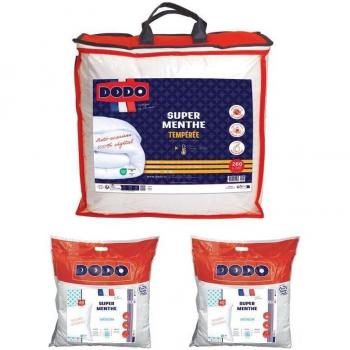 Piumino DODO 240x260 cm con 2 Guanciali Antiacaro 60x60 cm, Naturale MENTHOL PROTECT