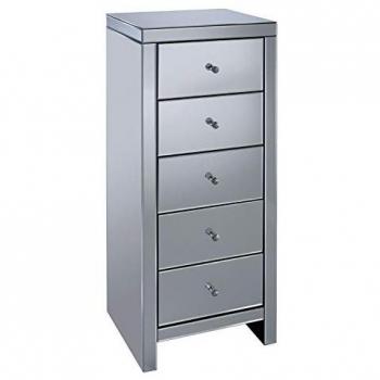 Seville 5 Drawer Narrow Chest Mirrored
