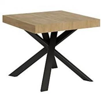 Table de salle à manger extensible 90x90 cm chêne effet naturel