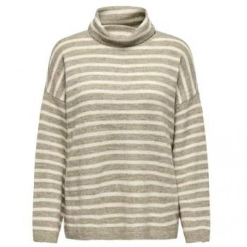 Rollkragenpullover ONLY ONLTALIO LS STRIPE ROLLNECK BF KNT Gr. XL, braun