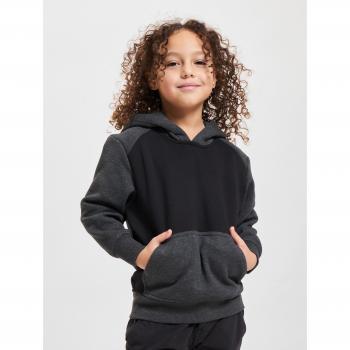 Kapuzensweatshirt URBAN CLASSICS Urban Classics Herren Boys 2-Tone Fake Raglan Hoody, Jungen, Gr. 134/140, schwarz (schwarz, charcoal), 65% Baumwolle, 35% Polyester, Langarm