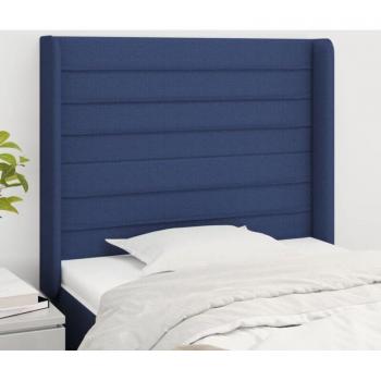 Cabecero con Orejas de Tela Azul 103x16x118/128 cm