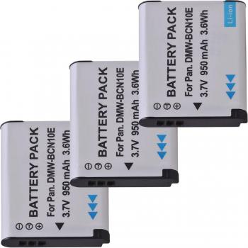 3x 950 mAh DMW-BCN10 Akku für Panasonic Lumix DMC-LF1