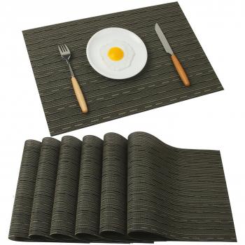 Crossweave Vinyl Placemats Set of 6 (Gold-Black)
