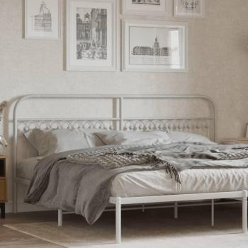 White 200 cm long Metal Headboard by vidaXL
