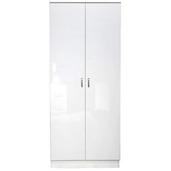 2 Door High White Gloss Bedroom Wardrobe