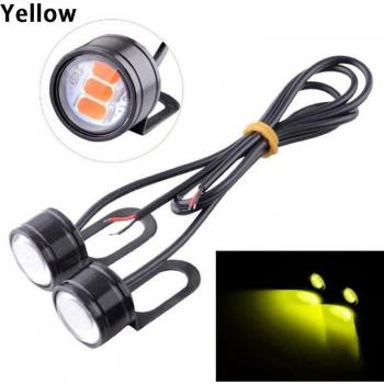 2 Stück Motorrad Rückspiegel mit Adlerauge und 3 LEDs